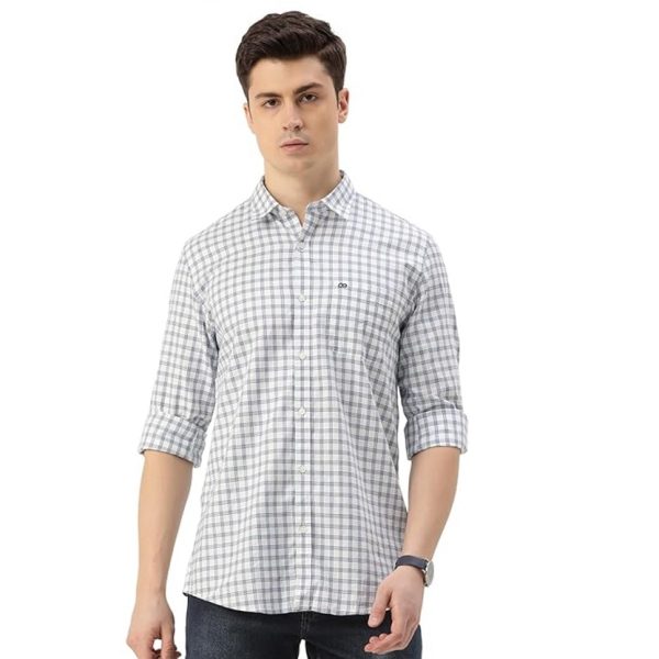 Peter England Men's Slim Fit Full Sleeve Checkered Casual Shirt | 100% Cotton | Premium Twill Weave
