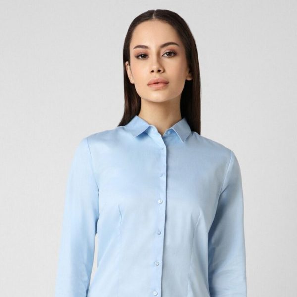 VAN HEUSEN Women Regular Fit Solid Spread Collar Formal Shirt