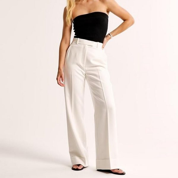 Elendra Cotton Blend Wide Leg Pants for Women | HIGH Waist Formal Baggy Pants