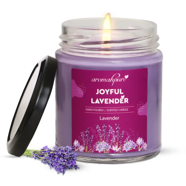 Aromahpure Scented Candle - Handcrafted|Smoke-Free|Joyful Lavender Fragrance Candle (Purple, Pack of 1)