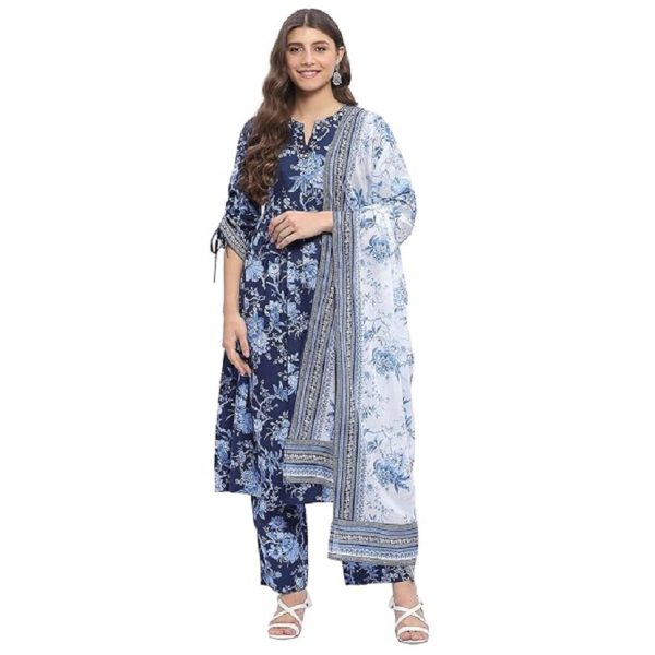 BIBA Women Pure Cotton Floral Gathered Suit Set