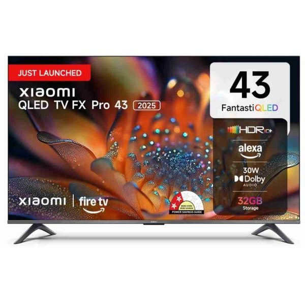 XIAOMI by Mi FX Pro 108 cm (43 inch) QLED Ultra HD (4K) Smart Fire TV 2025 Edition with Alexa built-in | HDR 10+ | 32 GB Storage | 30W Dolby Audio | Premium Metal Bezel-less Design | Film-maker Mode  (L43MB-FPIN)