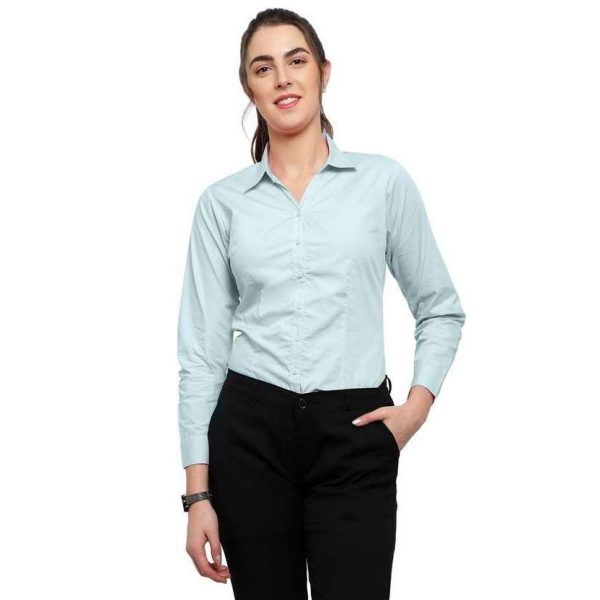 Blue Ronin Women Regular Fit Solid Curved Collar Formal Shirt