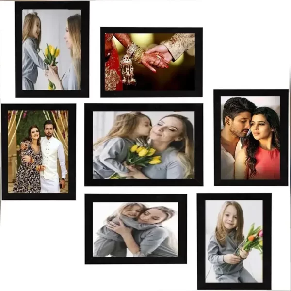 SJM ENTERPRISES Wood Wall Photo Frame (Black, 7 Photo(s), 5 X 7 inch -1 pic, 4 x 6 inch -6 pic)