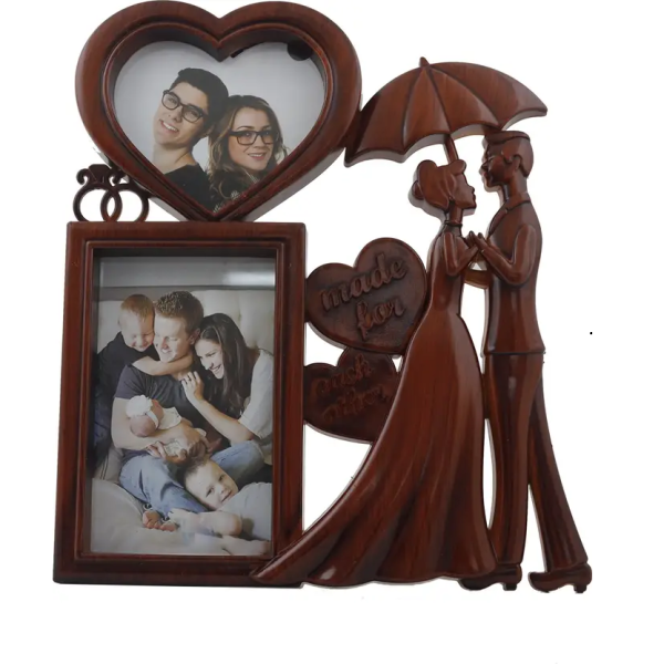Sigaram Plastic Table Photo Frame (Brown, 2 Photo(s), 15x10,10x4)